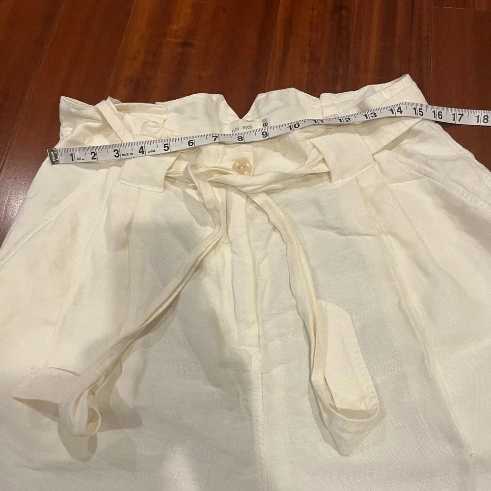 Cream Linen Tencel Pants Ankle Waist Tie Nico Nico USA Made Size 6 / Small‎